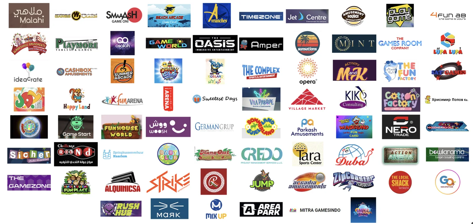 Colorful Fun Game customer and partner logos